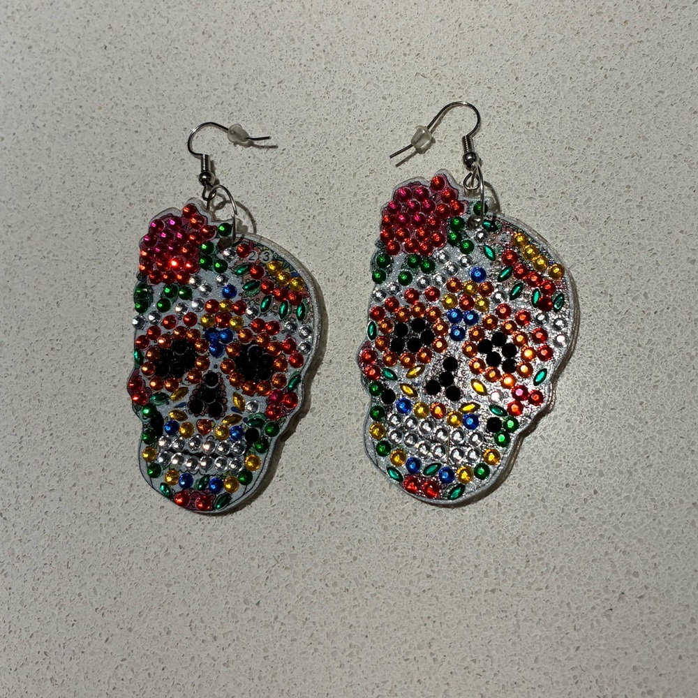 Colorful Death  Skull Earrings